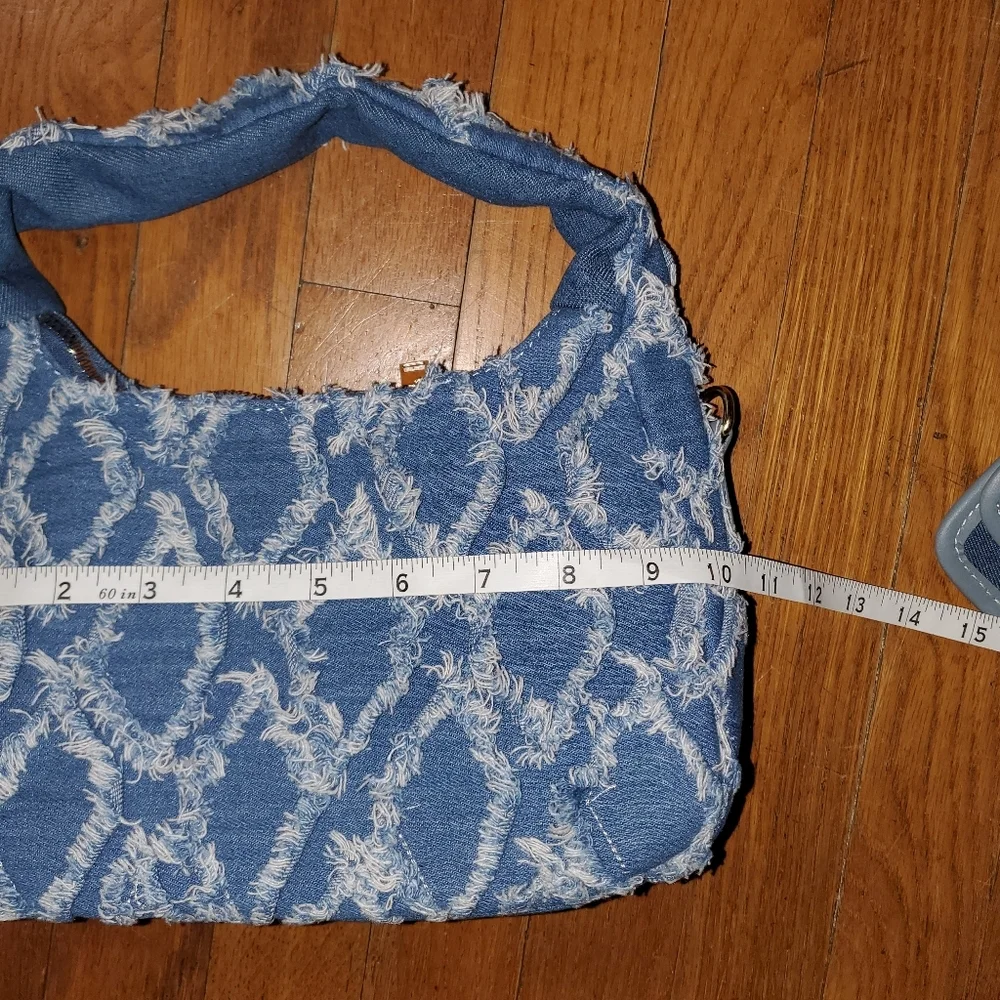 Distressed Blue Jean Shoulder Bag - Picture 6 of 9